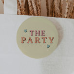 JEAN Retro 70's The Party Bachelorette Group Button<br><div class="desc">Dieser Knopf "das Party" ist mit einem Retro-Schriftart in Orange und Rosa ausgestattet. Bestellen Sie die weiße 'Ehefrau des Party' für Ihre Braut und bestellen Sie die passenden 'The Party' Buttons für Ihr Bachelorette Wochenende. Farben sind bearbeitbar! Klicken Sie auf 'Design bearbeiten',  um Ihre eigenen Farben zu erstellen.</div>