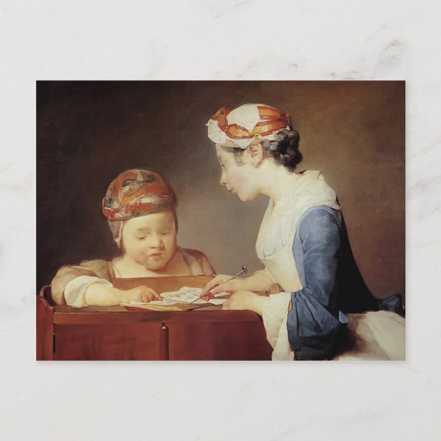 Jean-Simeon Chardin - The Young Schoolmistress Postkarte (Vorderseite)