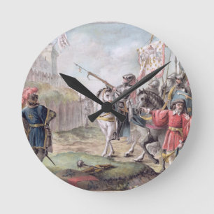 Jeanne d'Arc (1412-31) bestellt Englisch, um zu Runde Wanduhr