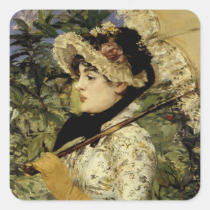 Jeanne: Frühling 1881 von Manet Quadratischer Aufkleber