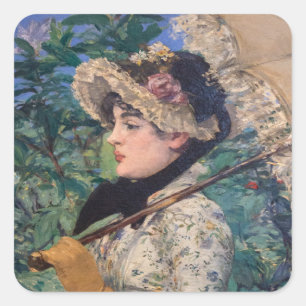 Jeanne (Frühling) Von Édouard Manet Quadratischer Aufkleber