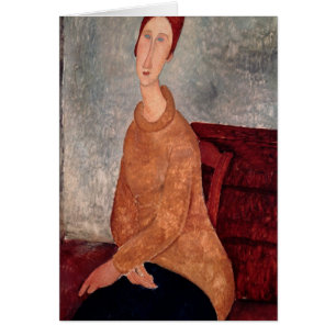 Jeanne Hebuterne in einem gelben Pullover, 1918-19