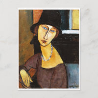 Jeanne Hebuterne mit Hut und Necklace, Modigliani