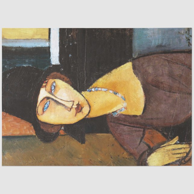 Jeanne Hebuterne mit Hut und Necklace, Modigliani Seidenpapier (Vorderseite)