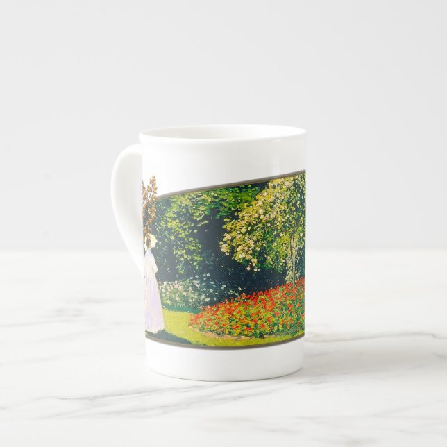 Jeanne im Garten - Knochen-China-Tasse Prozellantasse (Vorderseite Links)