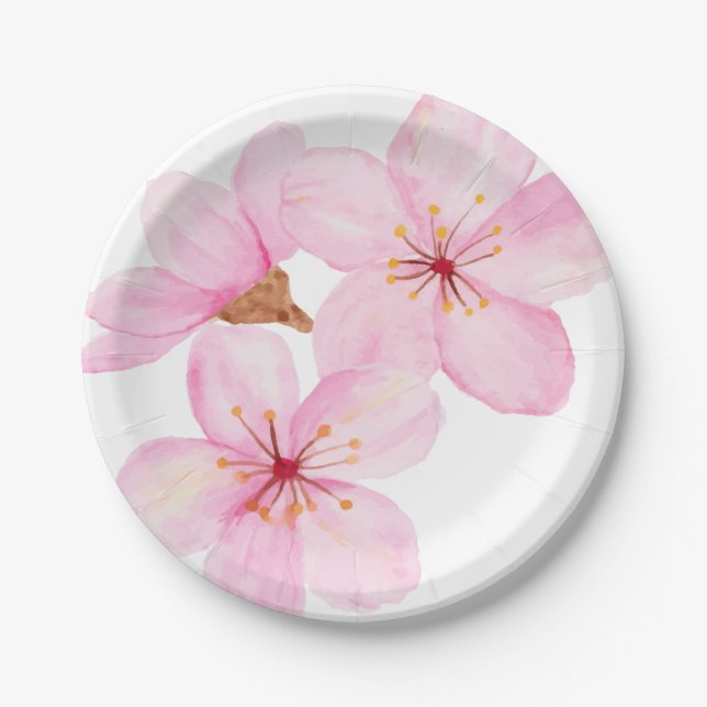 Jeans bemalt rosa Blossom Pappteller (Vorderseite)