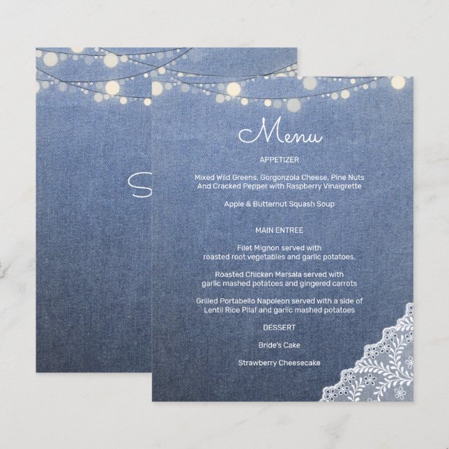 Jeans bleu budget, lumières à cordes et menu dente (Devant / Derrière)