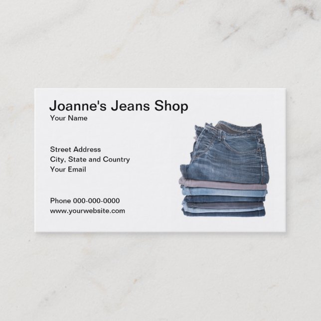 Jeans-Geschäfts-Visitenkarte Visitenkarte (Vorderseite)