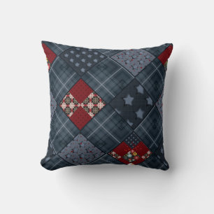 Jeans-Patchwork, Patchwork, Textil, blaues Muster Kissen