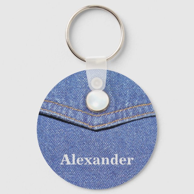 Jeans Pocket Design - Schlüsselanhänger mit Person (Vorderseite)