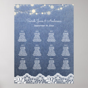 Jeans, Spitzen, String Lights Wedding Chart Poster