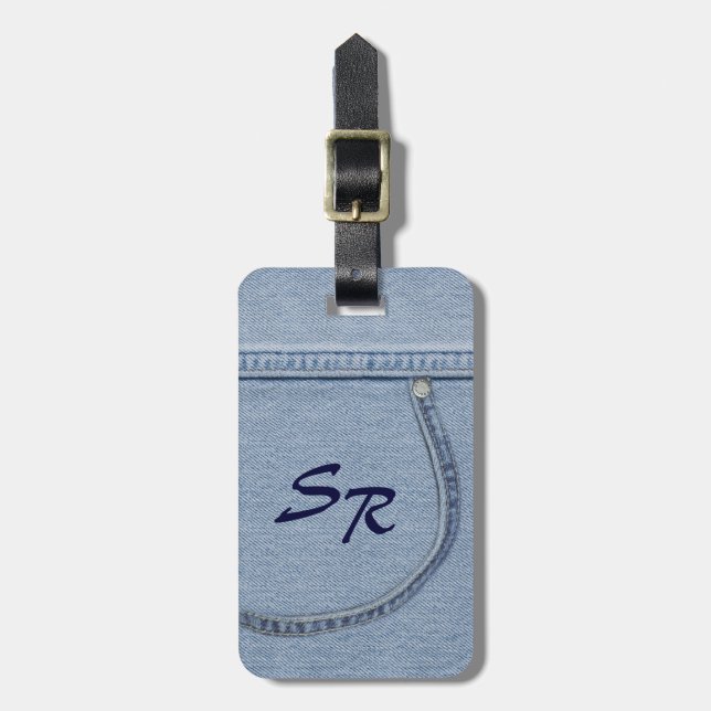 Jeans Tag mit Monogram Gepäckanhänger (Vorderseite vertikal)