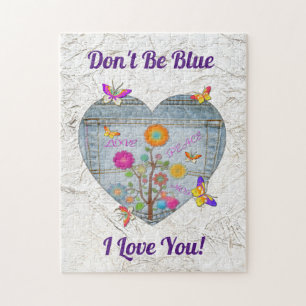 Jeans Tasche Herz Blumen Schmetterlinge