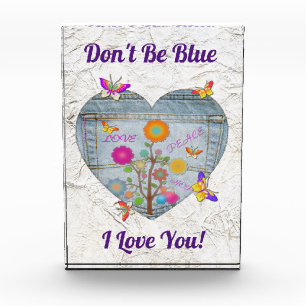 Jeans Tasche Herz Blumen Schmetterlinge Fotoblock