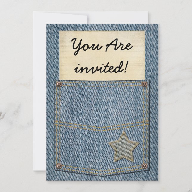 Jeans-Taschen-Party Einladungen (Vorderseite)