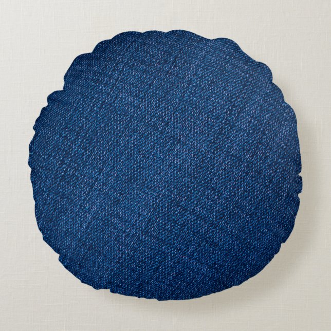 Jeans-Textur der Marine Rundes Kissen (Vorderseite)