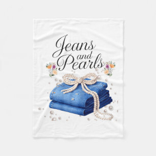 Jeans und Perlen stilvolle Denim-Mode Schleife Dam Fleecedecke