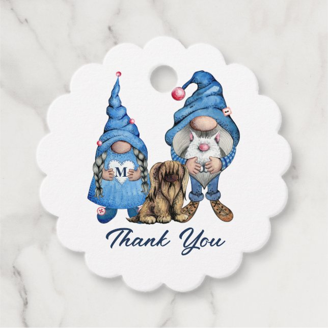 Jeans Watercolor Gnomes Geschenkanhänger (Vorderseite)