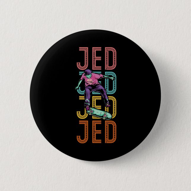 Jed Custom Skateboarding Hob  Button (Vorderseite)