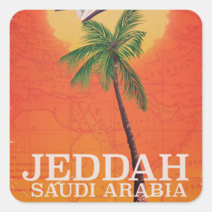 Jeddah Saudi-Arabien Urlaubsposter Quadratischer Aufkleber