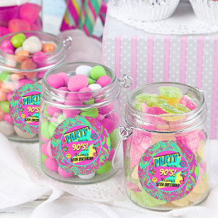 JEDE 90er Geburtstagsparty personalisierte Aufkleb Runder Aufkleber