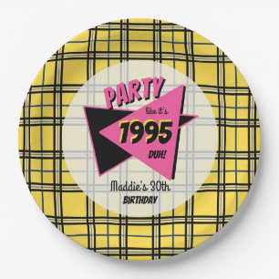 JEDE 90er Jahre karierte und rosa Geburtstagsparty Pappteller