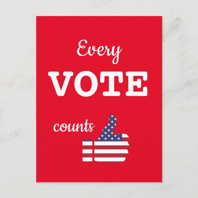 Jede Abstimmung zählt die Stimmen der USA Postkarte (Vorderseite)