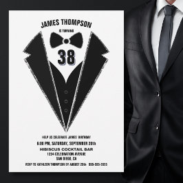 Jede Alt Black Silver Tuxedo Geburtstagsparty Einladung