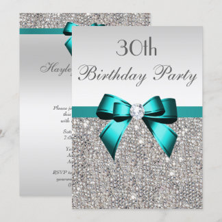 Jede Alters Geburtstagspartei Silver Sequin Deep A Einladung