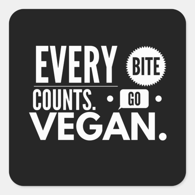 Jede Bisszahl wird Vegan Quadratischer Aufkleber (Vorderseite)
