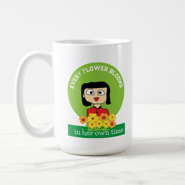 jede Blume blüht in ihrer eigenen Zeit Kaffeetasse (Links)
