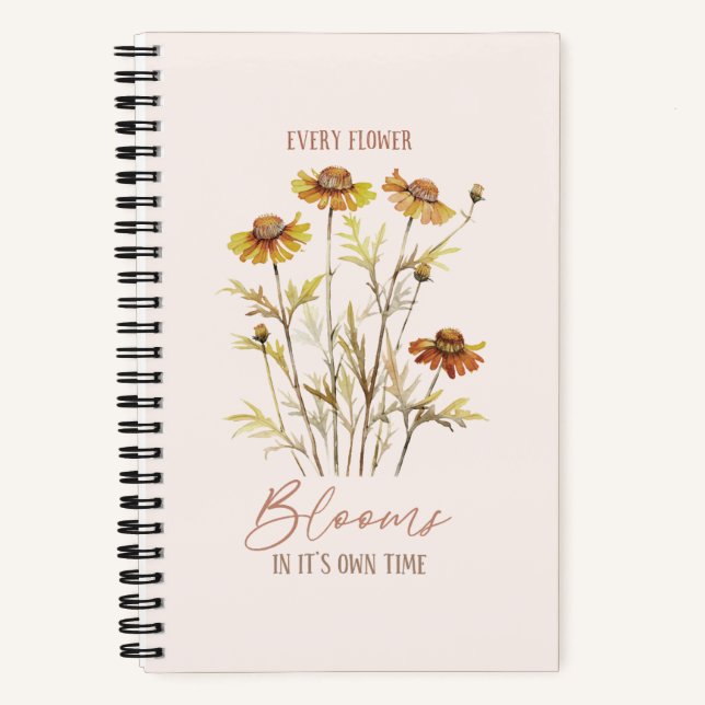 Jede Blume blüht in ihrer eigenen Zeit - rustikale Notizbuch (Vorderseite)