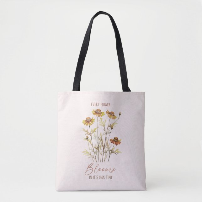 Jede Blume blüht in ihrer eigenen Zeit - rustikale Tasche (Vorderseite)