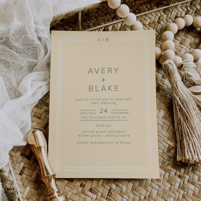 JEDE einfache neutrale Buttergelbe Hochzeit Einladung (AVERY Simple Neutral Butter Yellow Wedding Invitation)