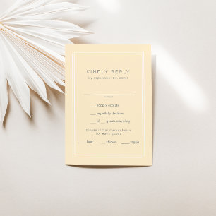 JEDE einfache neutrale Buttergelbe Hochzeit RSVP Karte