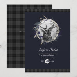 Jede Einladung - Blue Gray Tartan mit Winterstag