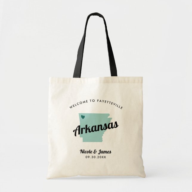 Jede Farbe Arkansas Karte Hochzeitungs-Begrüßungst Tragetasche (Vorne)