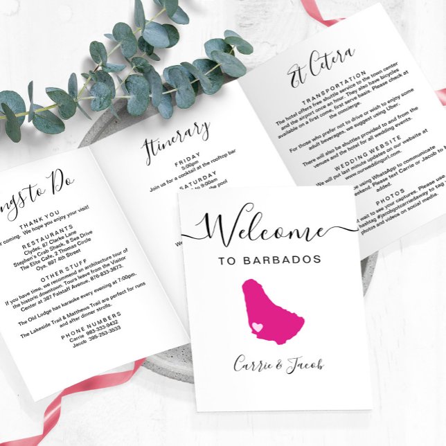 Jede Farbe Barbados Hochzeitstasche Begrüßungsreis Dreifach-gefaltete Programmkarte (Barbados Wedding Welcome Letter & Itinerary
)