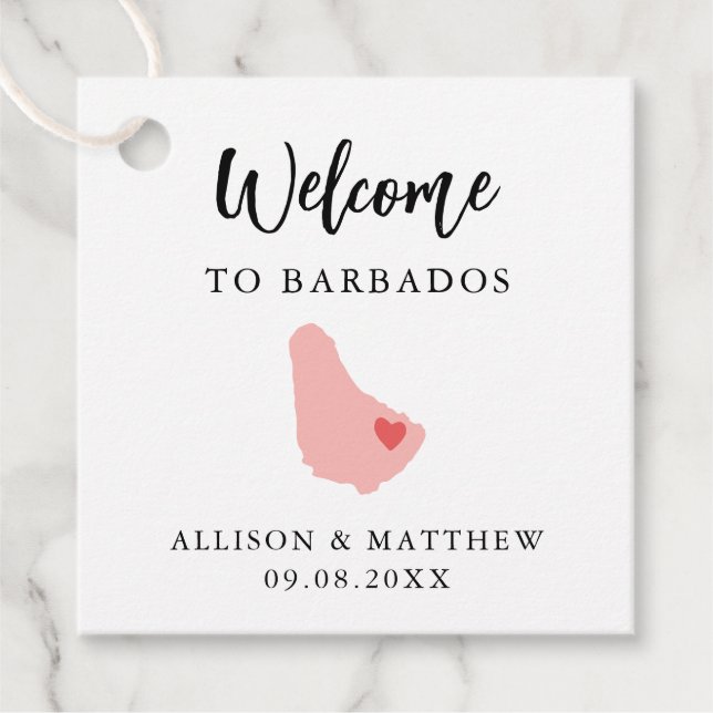 Jede Farbe Barbados Hochzeitungs-Begrüßungstasche Geschenkanhänger (Vorderseite)