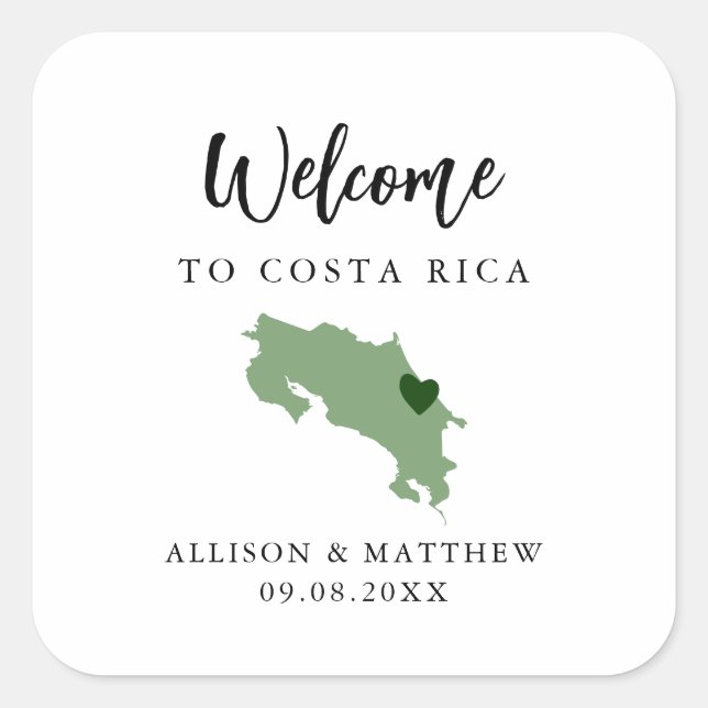 Jede Farbe Costa Rica Hochzeitsnacht oder -box Quadratischer Aufkleber (Vorderseite)