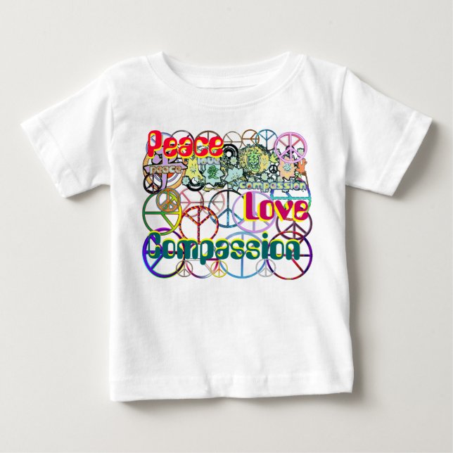 Jede Farbe des Rainbow Peace Sign Collage Baby T-shirt (Vorderseite)