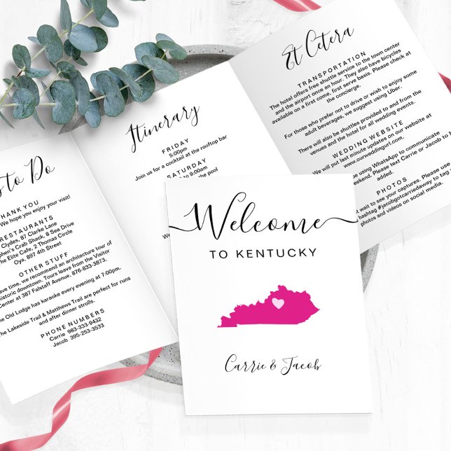 Jede Farbe Kentucky Karte Hochzeitstag Begrüßungsr (Kentucky Wedding Welcome Letter & Itinerary)