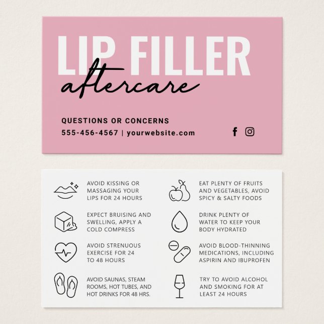 Jede Farbe Lip Filler-Instruktion nach der Pflege  (Vorne & Hinten)