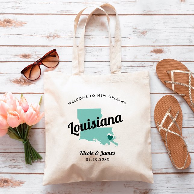 Jede Farbe Louisiana Karte Hochzeitungs-Begrüßungs Tragetasche (Von Creator hochgeladen)