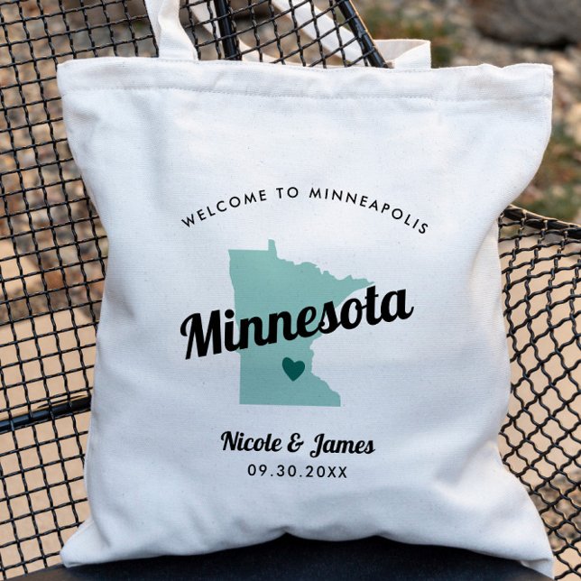 Jede Farbe Minnesota Karte Hochzeitungs-Begrüßungs Tragetasche (Von Creator hochgeladen)
