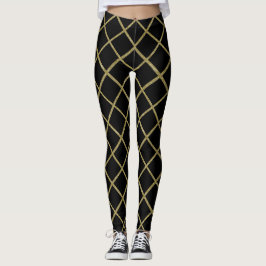 Jede Farbe mit Gold Glitzer Grid Tasche Leggings