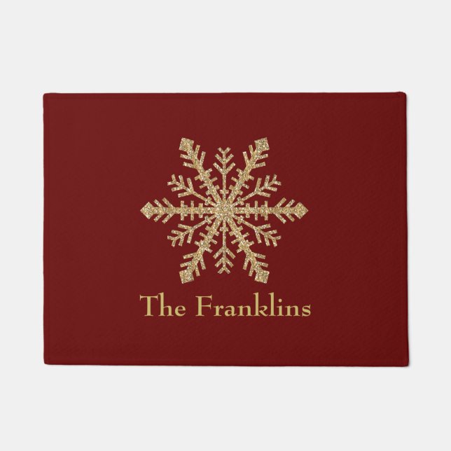 Jede Farbe mit Gold-Glitzer-Snowflake Fußmatte (Vorderseite)