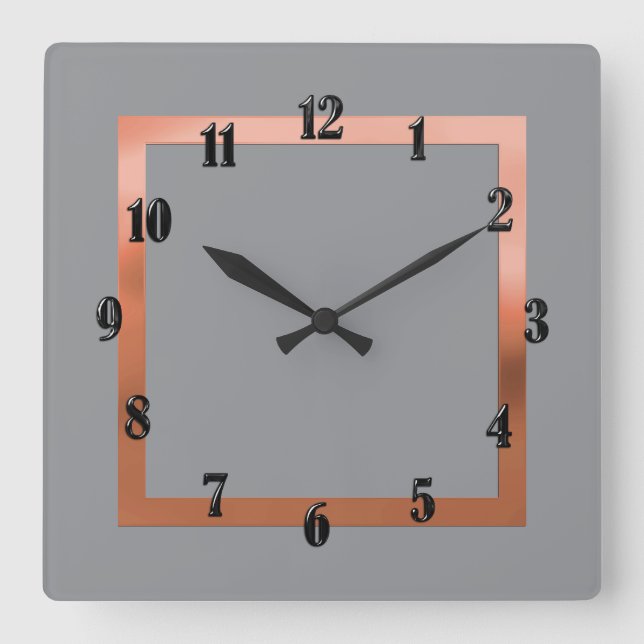 Jede Farbe mit Kupferschnur Quadratische Wanduhr (Vorderseite)