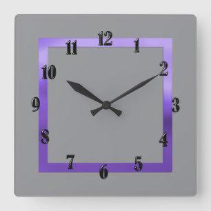 Jede Farbe mit Lila Grenze Quadratische Wanduhr