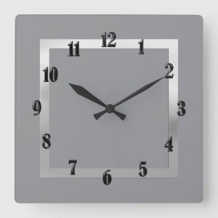 Jede Farbe mit Silbergrenze Quadratische Wanduhr